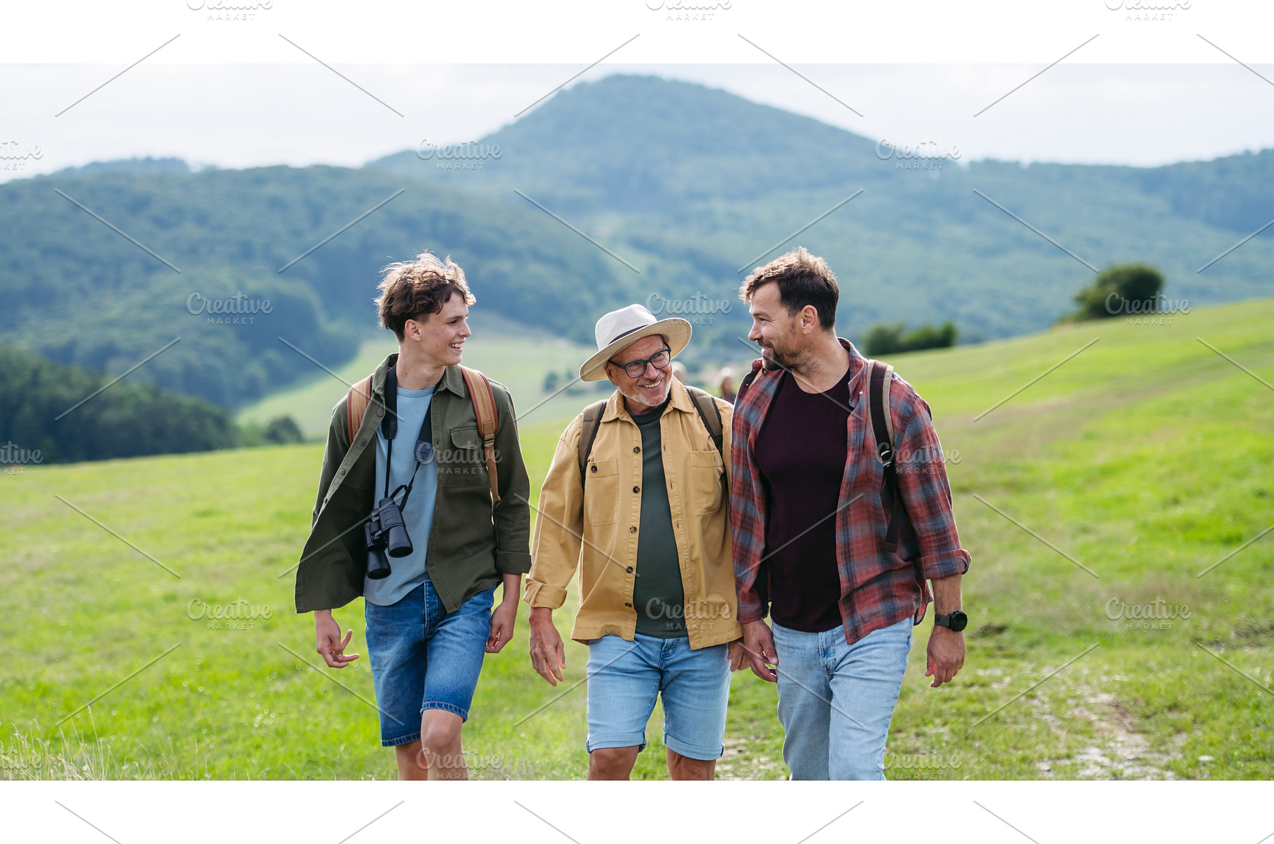 Grandfather, father and teen boy, a Person Photo by HalfPoint
