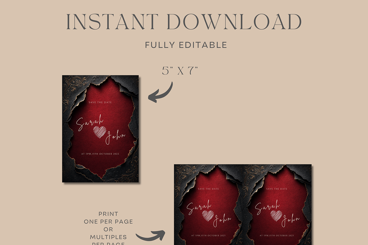 Red Torn Paper Wedding Invitation, an Invitation Template by InvitingStorys (Photo 10 of 12)