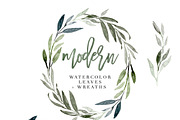 Modern Watercolor Leaves Clipart Set, an Illustration by Essem Creatives (Thumbnail 3 of 6)