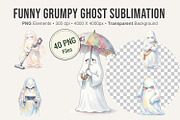 Funny Grumpy Ghost Sublimation PNG, an Illustration by Artnoy (Thumbnail 1 of 8)