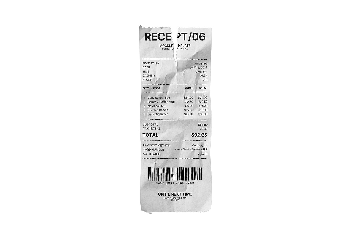 6-in-1 Branding Receipt Mockup Kit, a Pens & Pencil Mockup by Prapti Design (Photo 5 of 7)