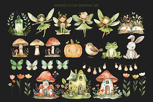 Watercolor Green Fairy Clipart.