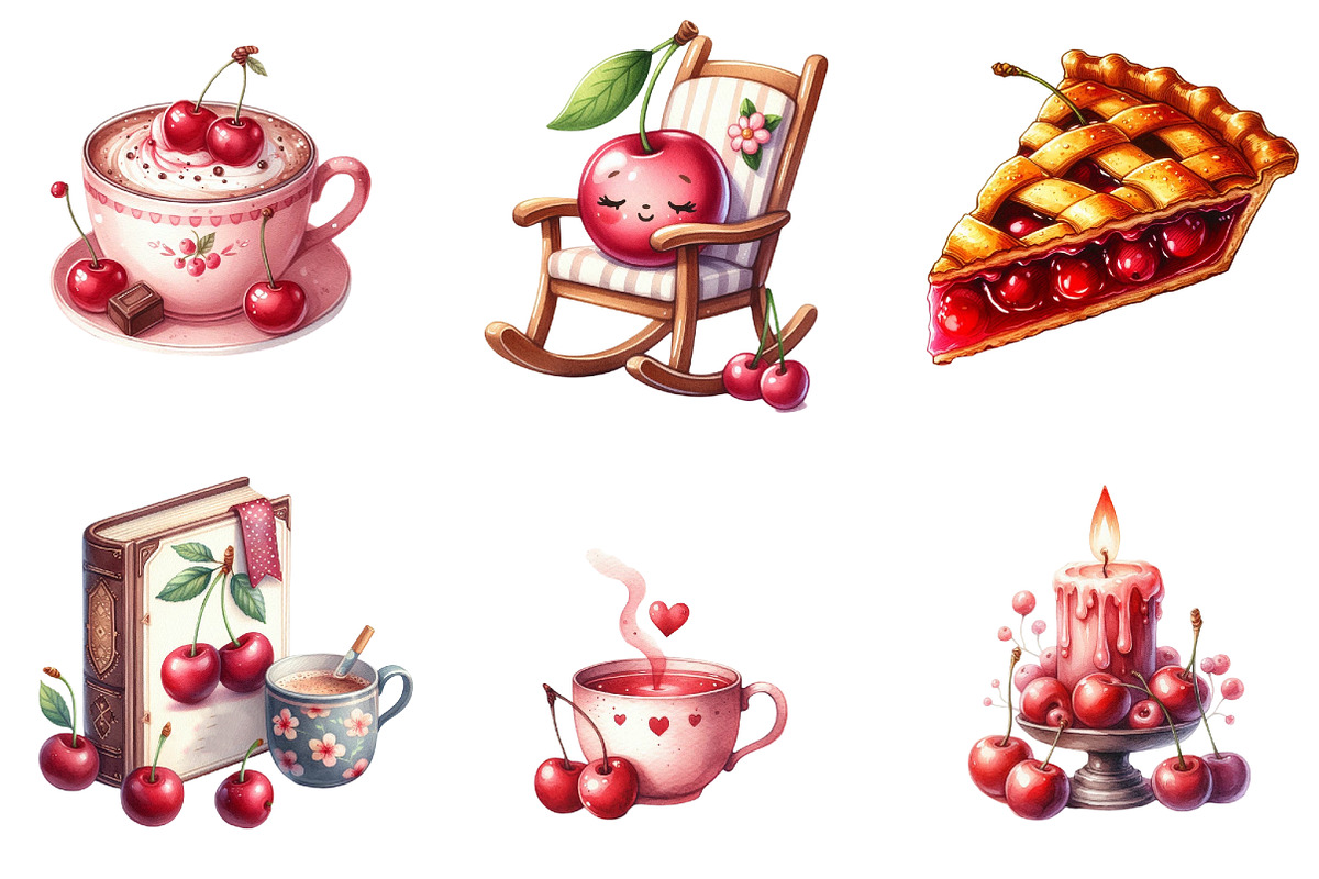 Cozy Cherry Joy Clipart, an Illustration by DreamArtGraphic (Photo 4 of 4)