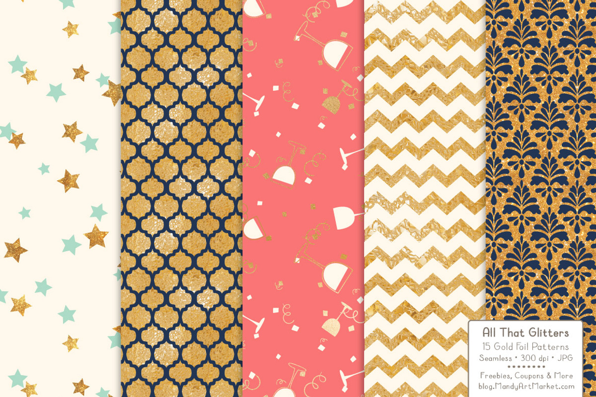 Modern Chic Gold Foil Digital Papers, a Pattern Graphic by Amanda Ilkov (Photo 4 of 4)