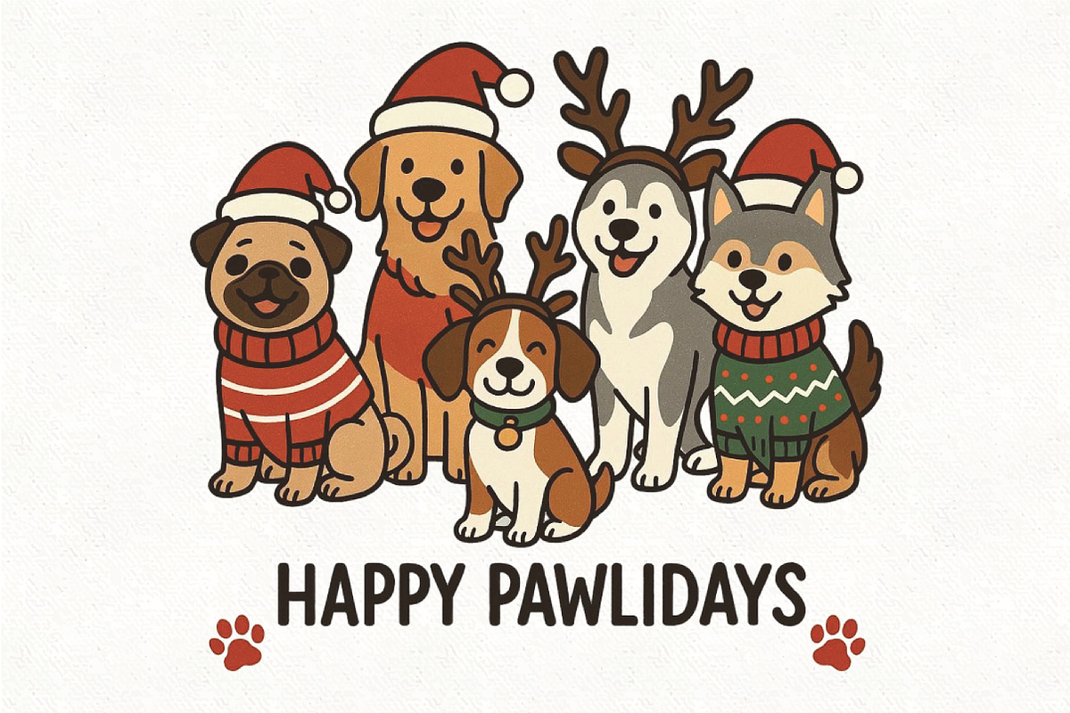 Happy Pawlidays PNG Christmas Dog, an Illustration by CraftArtStudio (Photo 1 of 4)