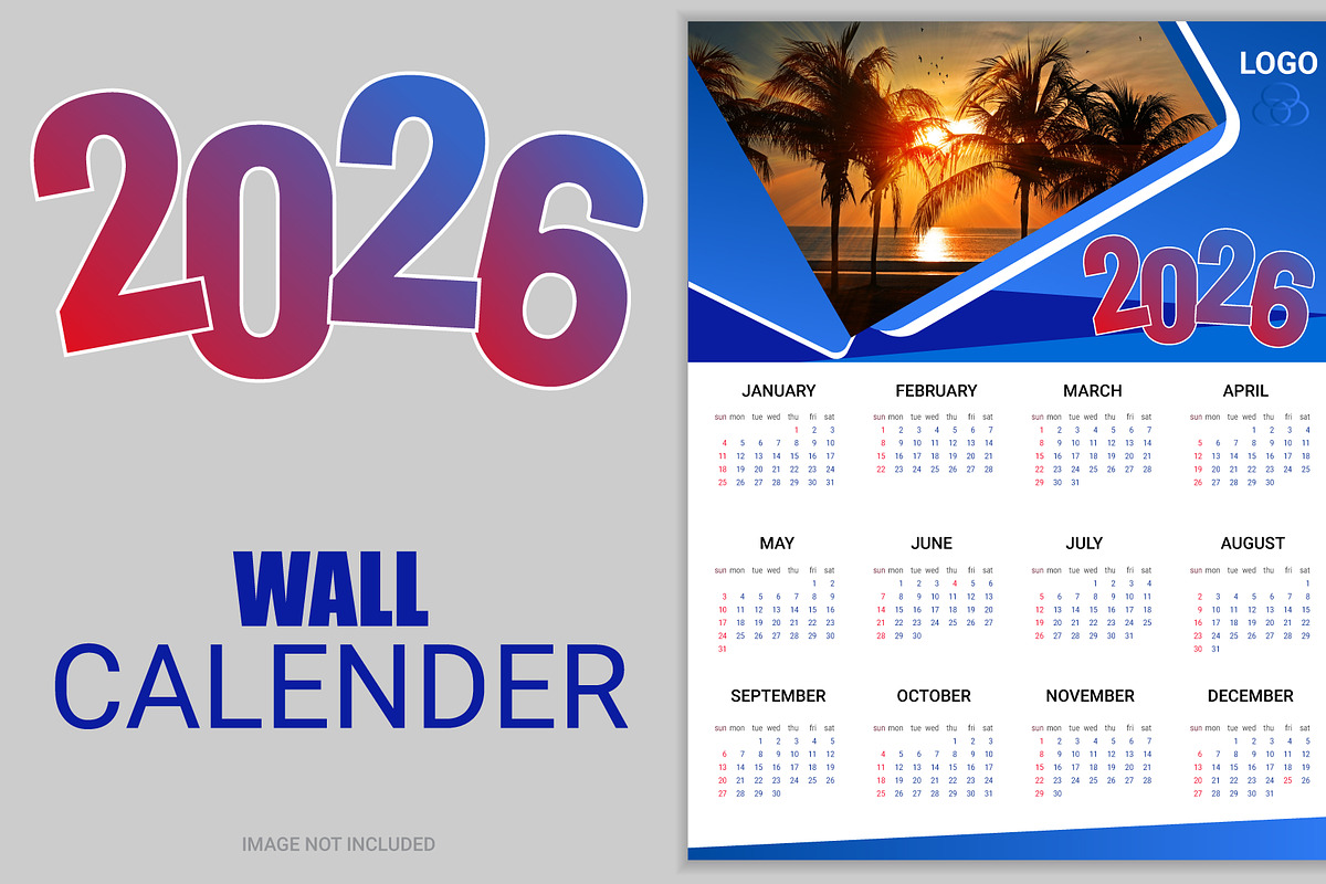 Modern 2026 Annual Calendar Template, a Stationery Template by hkmonir (Photo 3 of 3)
