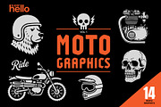 Moto - 14 retro motocycle graphics, an Object Graphic by Super Hello (Thumbnail 1 of 4)