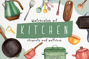 Kitchen Utensils Watercolor