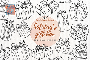 Hand-Drawn Christmas GIFT BOX SVG