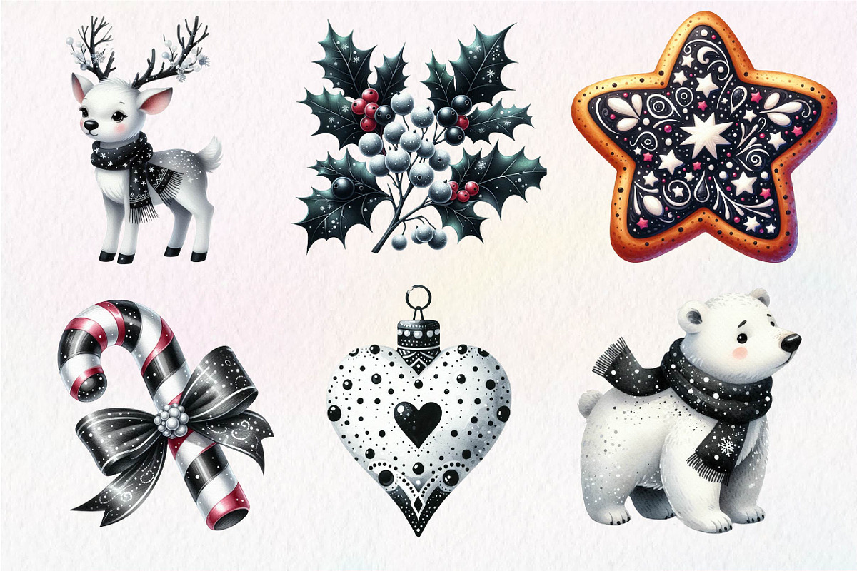 Black and White Christmas Clipart, an Illustration by Dream Creation (Photo 6 of 7)