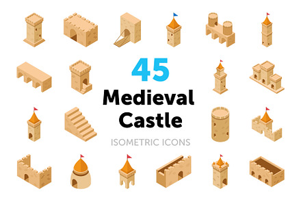 45 Medieval Castle Vector Icons, an Icon by Vectors Market