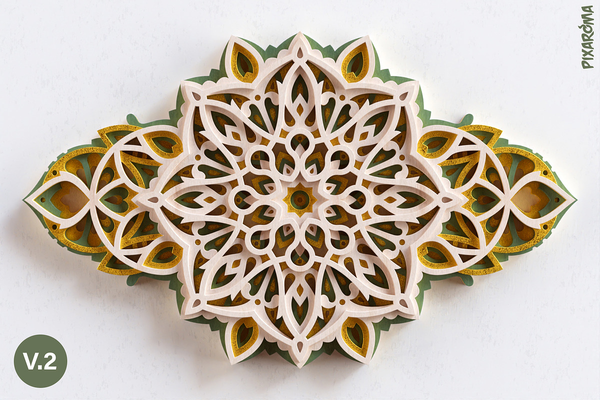 Mandala Wall Art 3D Layered Cut File, an Illustration by pixaroma