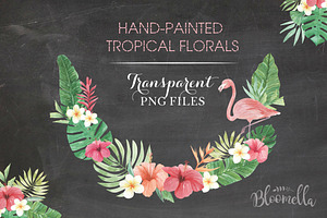 Tropical Watercolor Flamingo Clipart