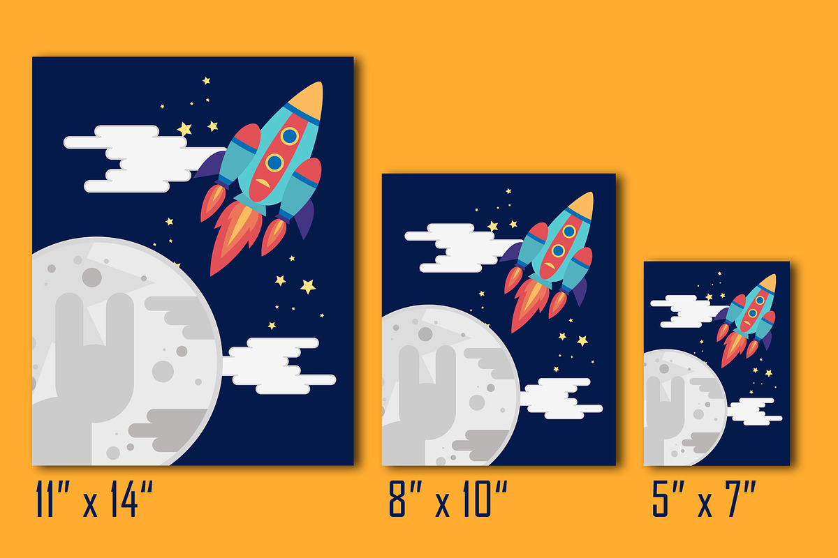 Fly To The Moon Art Print, a Decorative Illustration by Cozy Cat Design (Photo 3 of 3)