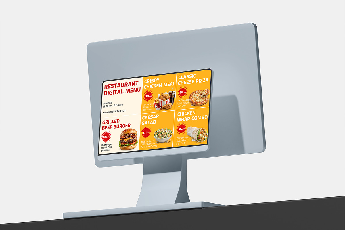Restaurant Menu on Screen Mockup, a Wearable Device Mockup by Unerispace (Photo 2 of 5)