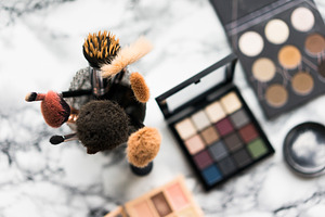 Makeup beauty set beautiful woman featuring beauty, brushes, and care