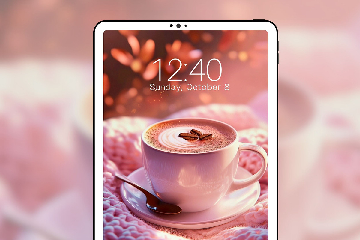 Cozy Coffee Latte Phone Wallpapers, a Wallpaper Graphic by Kalindiprints (Photo 4 of 6)