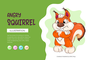 Angry Cartoon Squirrel. T-Shirt, SVG, an Animal Illustration by KENO Mascots