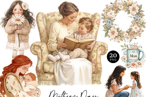 Watercolor Mother & Child Clipart, a Person Illustration by Design Scotch