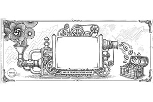 value generation engine turning, an Illustration by AlexArt