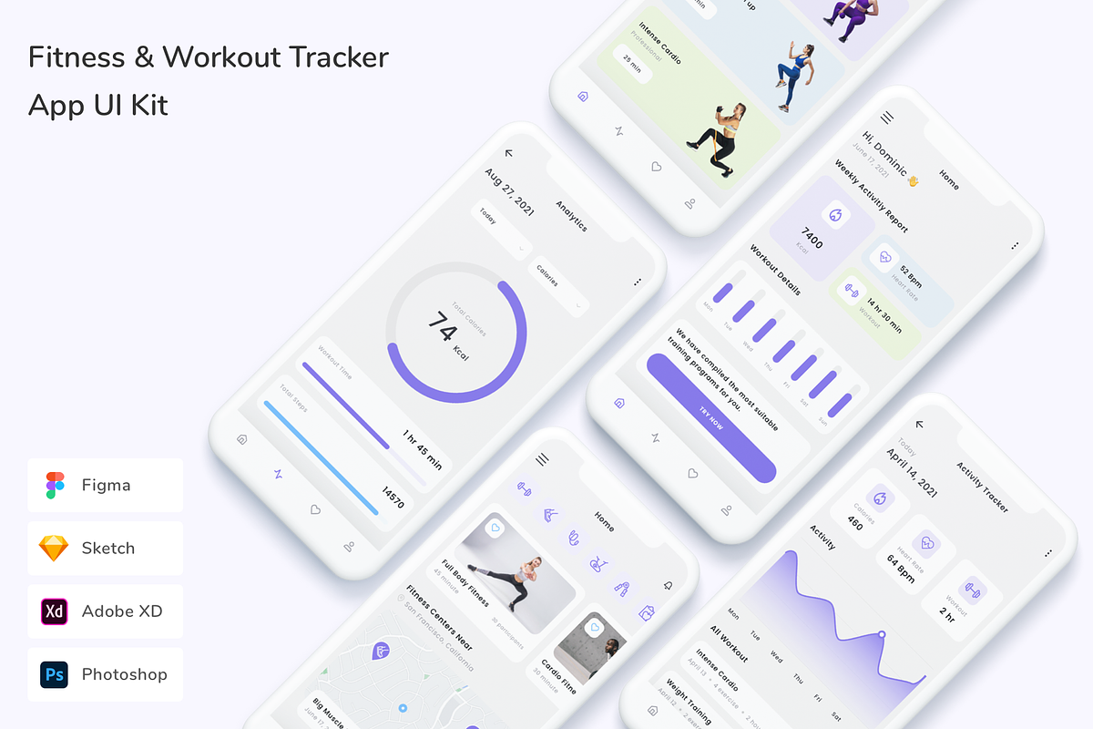 Fitness & Workout Tracker App UI Kit, an UI Kit Template by Betush