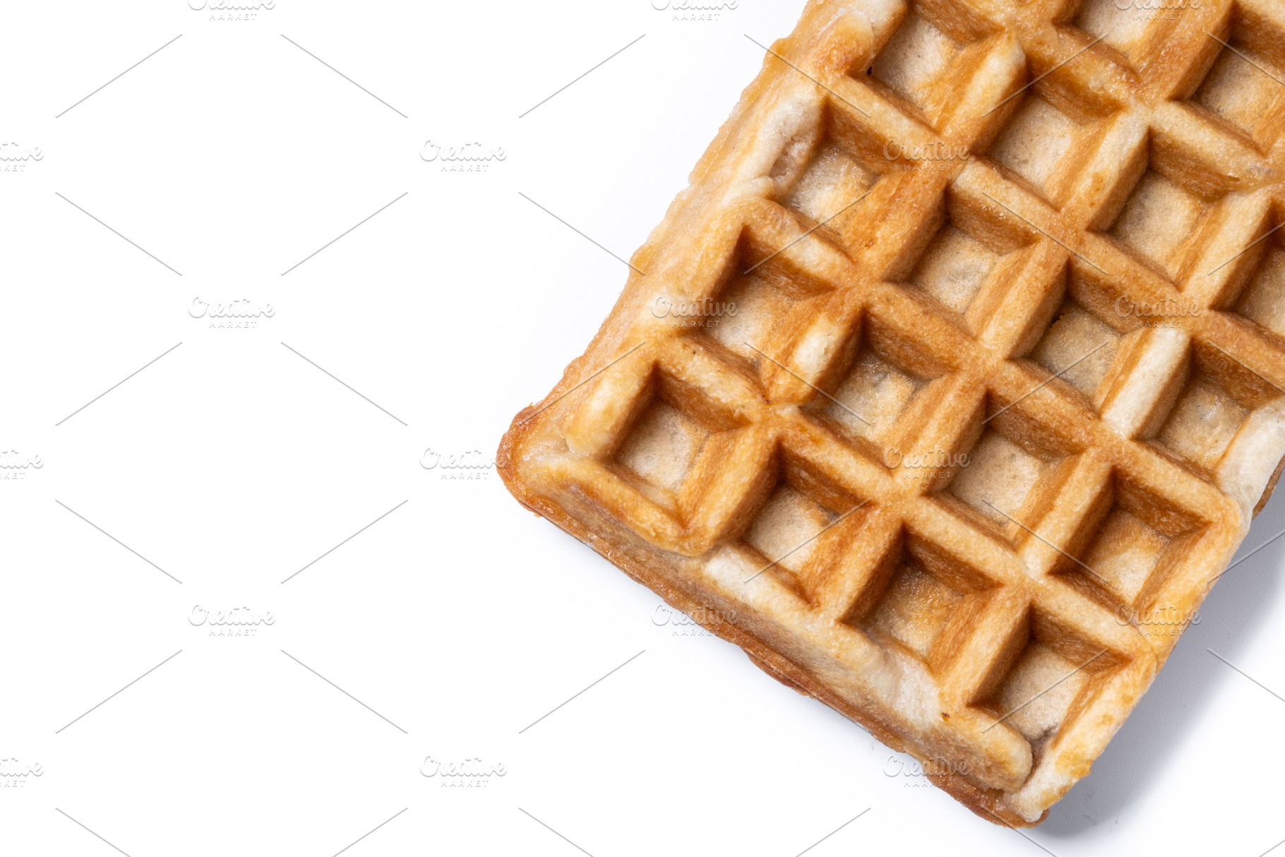 Golden Brown Belgian Waffle Isolated on White Background,, a Food & Drink Photo by etorres69