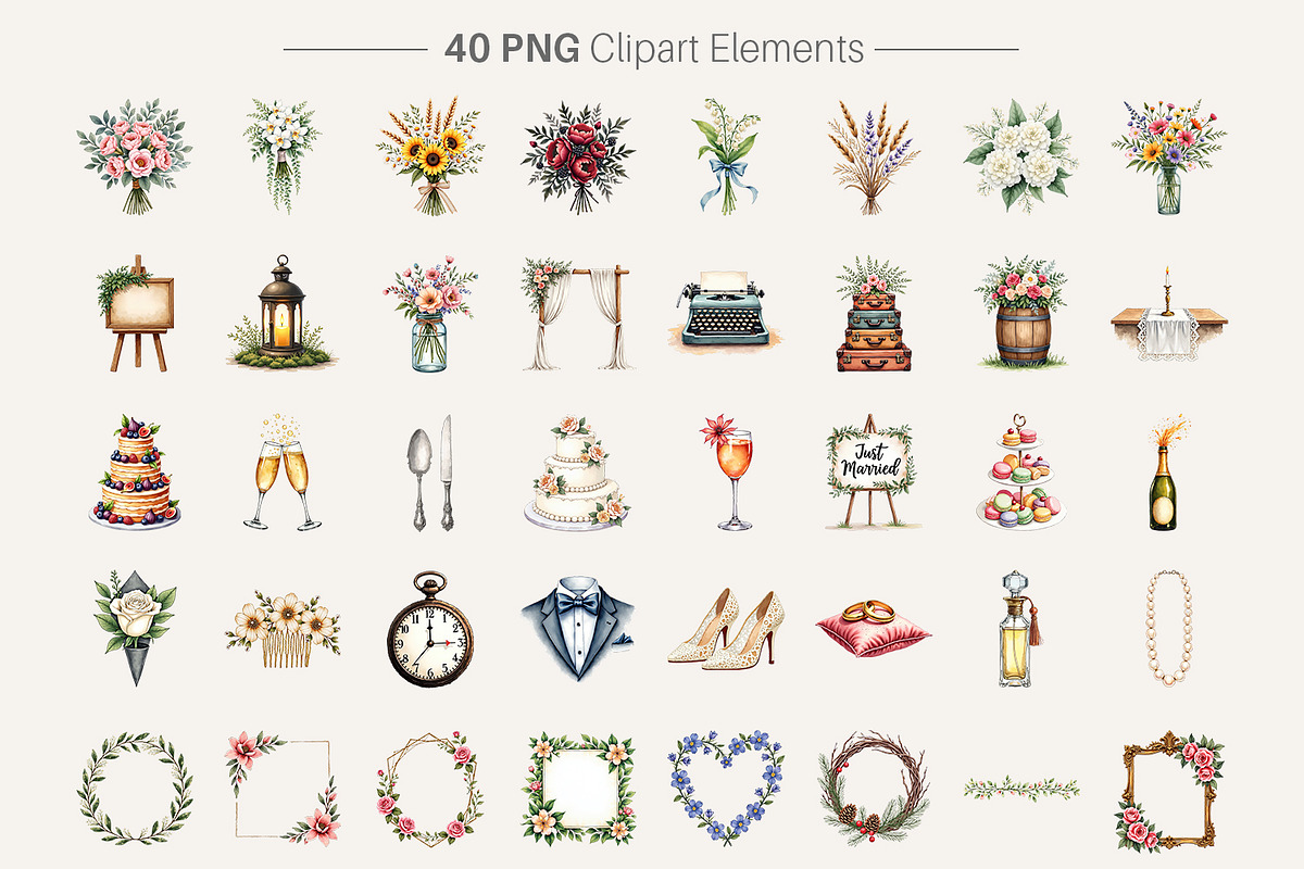 Vintage Botanical Wedding Clipart, an Illustration by Artnoy (Photo 2 of 8)