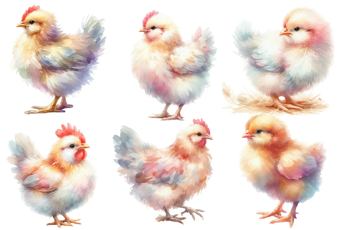 Watercolor Chicken clipart, an Illustration by Designworld (Photo 3 of 6)