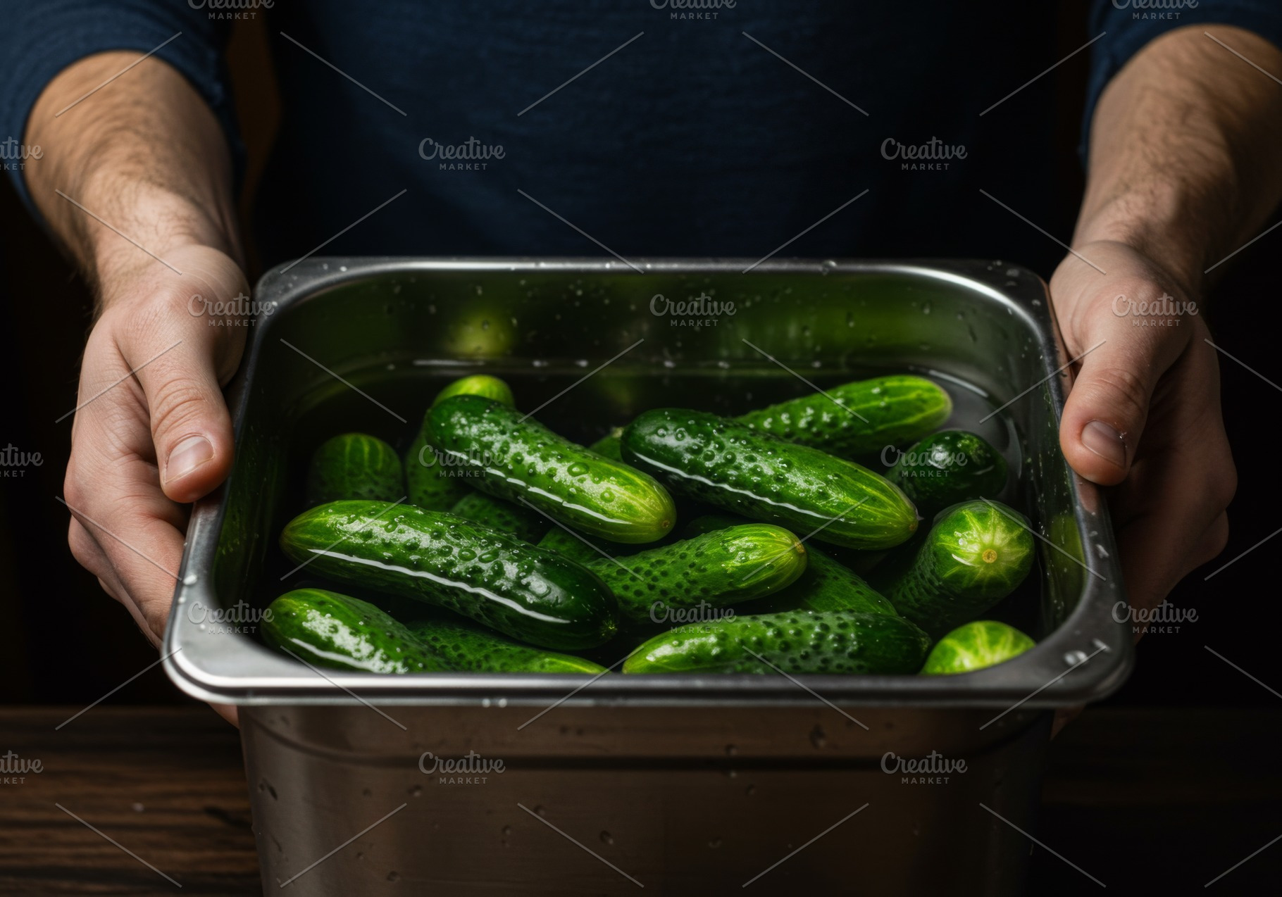 Fresh cucumbers soaking in water ins, a Food & Drink Photo by professorinc