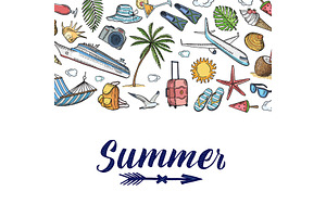 Vector Hand Drawn Summer Travel