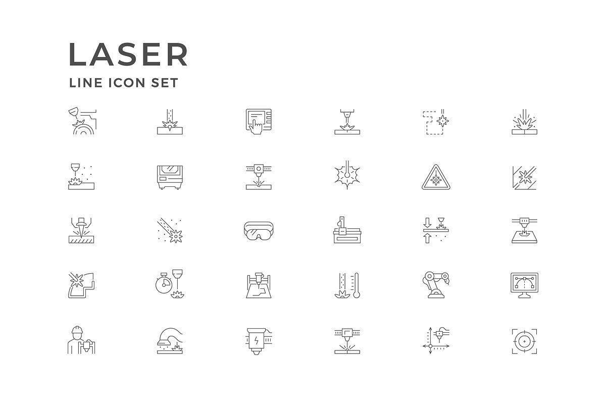 Set line icons of laser, an Outline Icon by motorama (Photo 2 of 2)