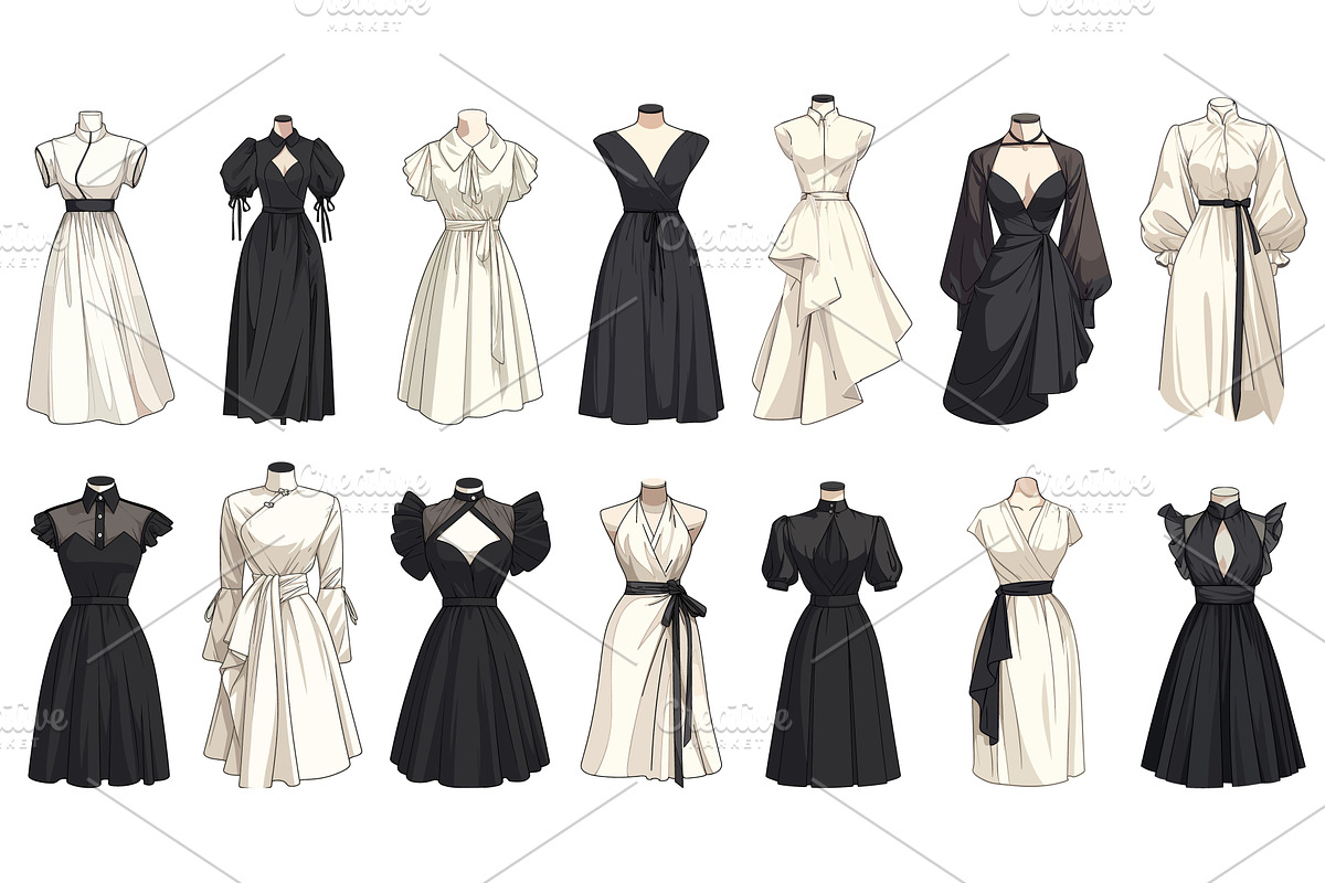 Set of mannequins dressed in, an Object Illustration by LadadikArt