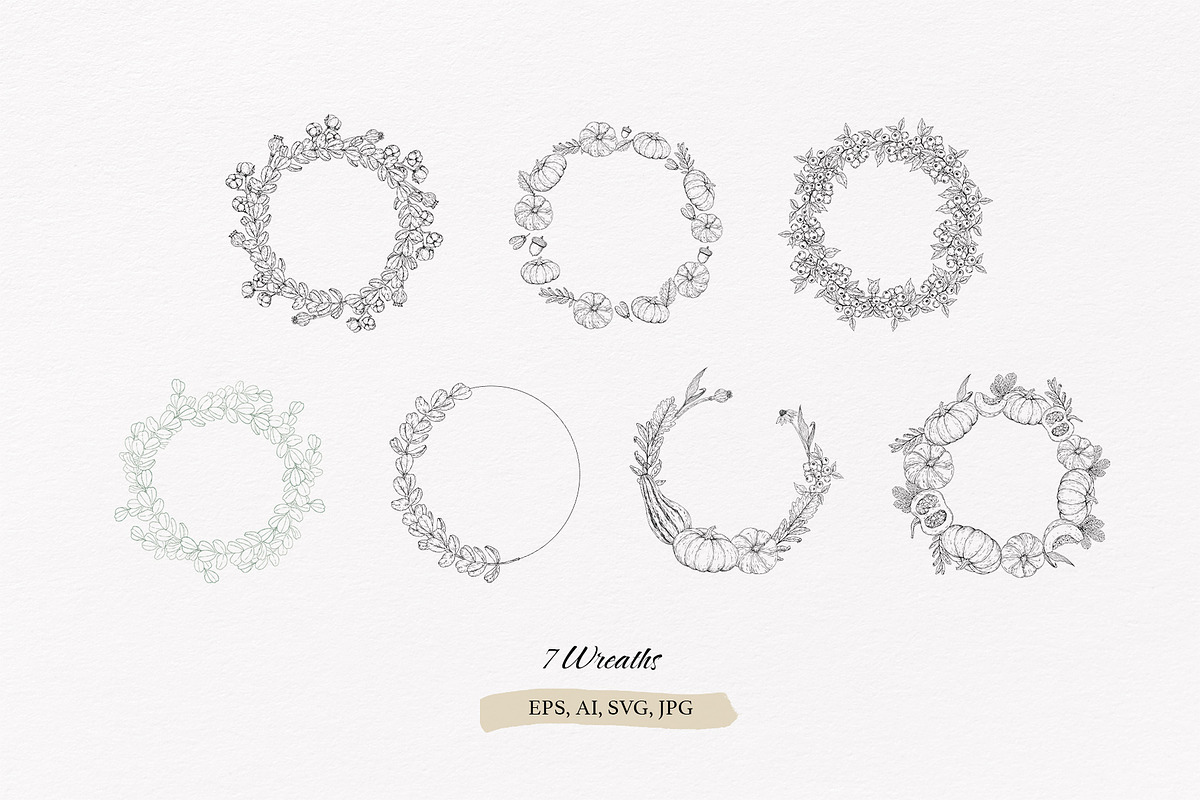 AUTUMN|Botanical line art collection, a Seasonal Illustration by Navenzeles (Photo 7 of 16)