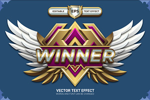 Winner Game Badge With Text Effect