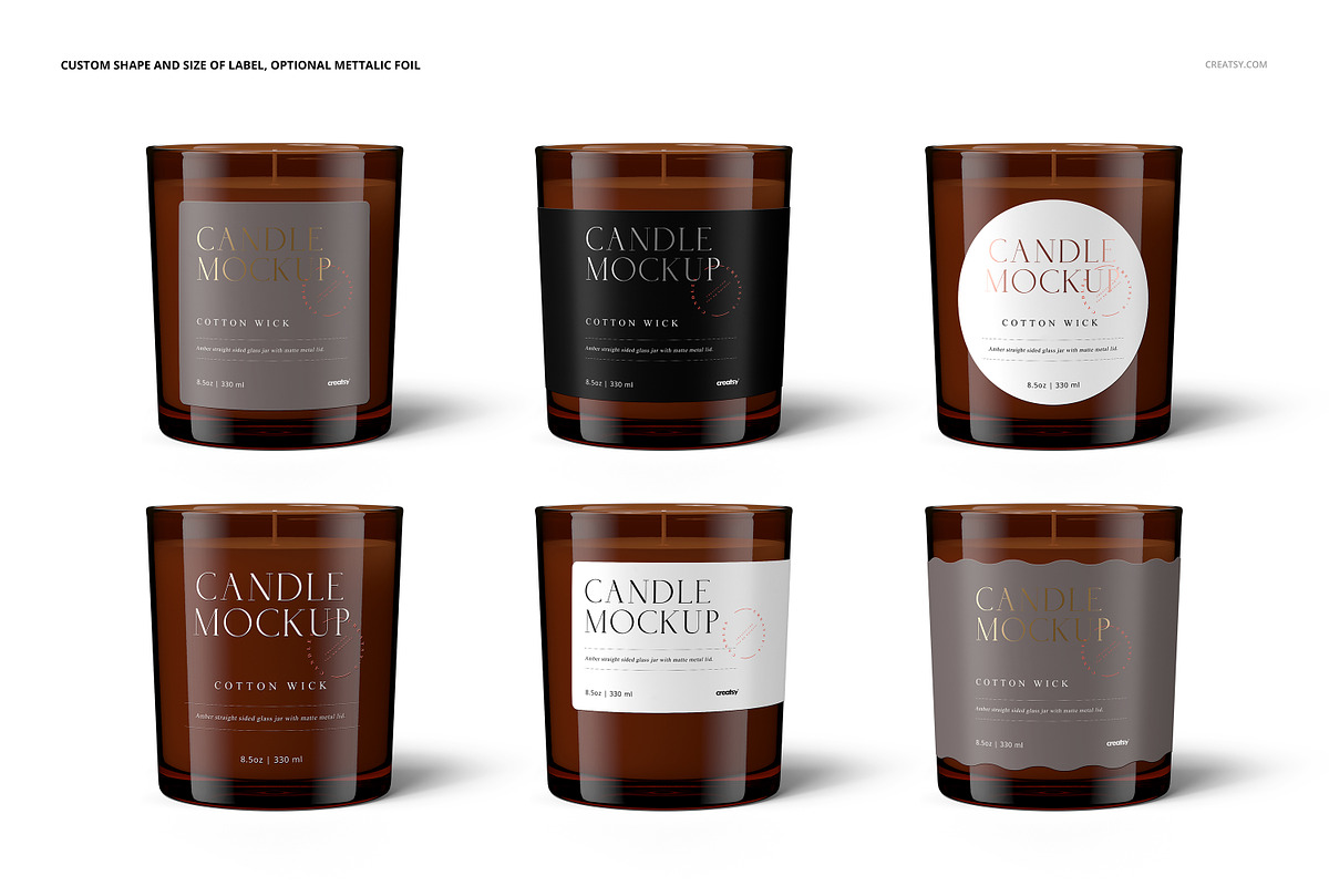 8.5oz Amber Glass Jar Candle Mockup, a Household Mockup by creatsy5 (Photo 4 of 8)