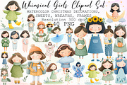 Whimsical Girls Clipart Set, an Illustration by Sublimation Artist (Thumbnail 1 of 6)