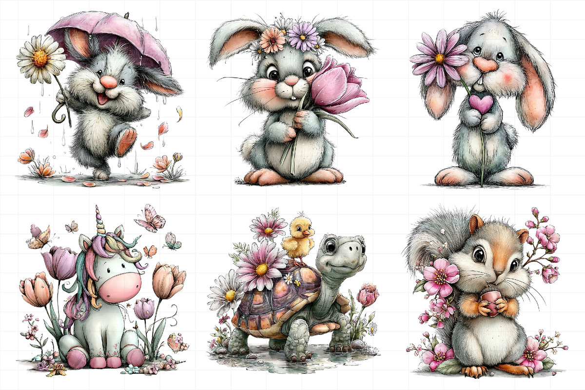Whimsical Spring Animal Clipart, an Illustration by Daily.Designs (Photo 3 of 8)