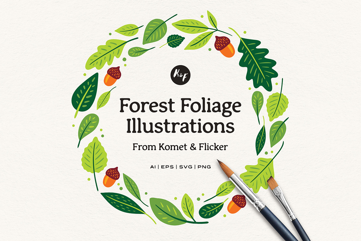Forest Foliage Illustrations, an Object Graphic by Komet & Flicker (Photo 1 of 7)