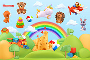 Baby toys, funny animals, vector set, an Animal Illustration by Allevinatis Studio (Thumbnail 1 of 6)
