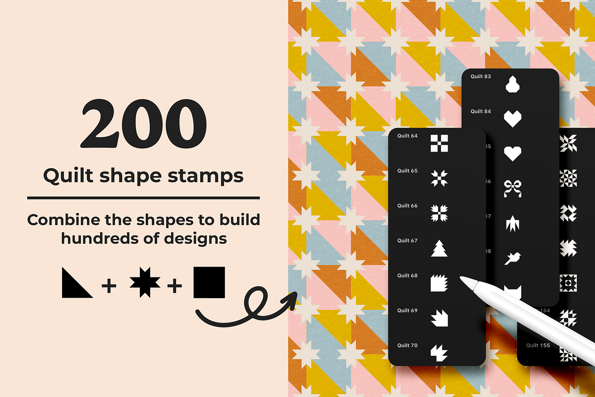 Quilt Stamps For Procreate, a Brush Add-On by seamless team (Photo 2 of 5)