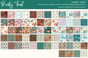 Rusty Teal Floral Clipart & Patterns, an Illustration by Corner Croft (Thumbnail 7 of 13)