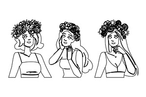 beauty flower crown woman vector, a Person Illustration by pikepicture
