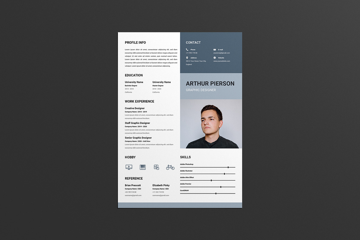 Designer Career Resume CV, a Resume Template by Jiwstudio (Photo 1 of 3)