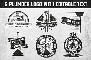 Plumbing retro logos, a Branding & Logo Template by Agor2012 shop