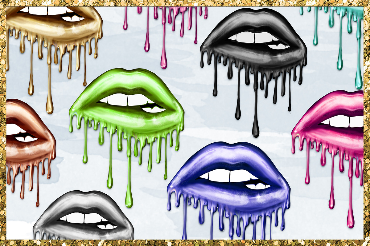 Dripping Lips Png Cliparts, a Decorative Illustration by The GG Shop (Photo 2 of 7)