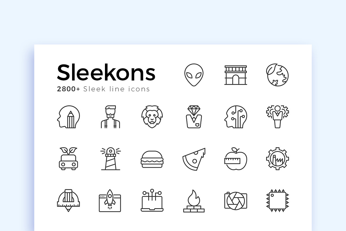 Sleekons 2800+ Minimalist Line Icons, an Outline Icon by P.F. Creative Lab (Photo 1 of 9)