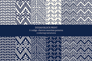 Blue Indian Block Print: Chevron, a Pattern Graphic by StabuLaRasa illustration