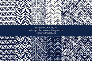 Blue Indian Block Print: Chevron