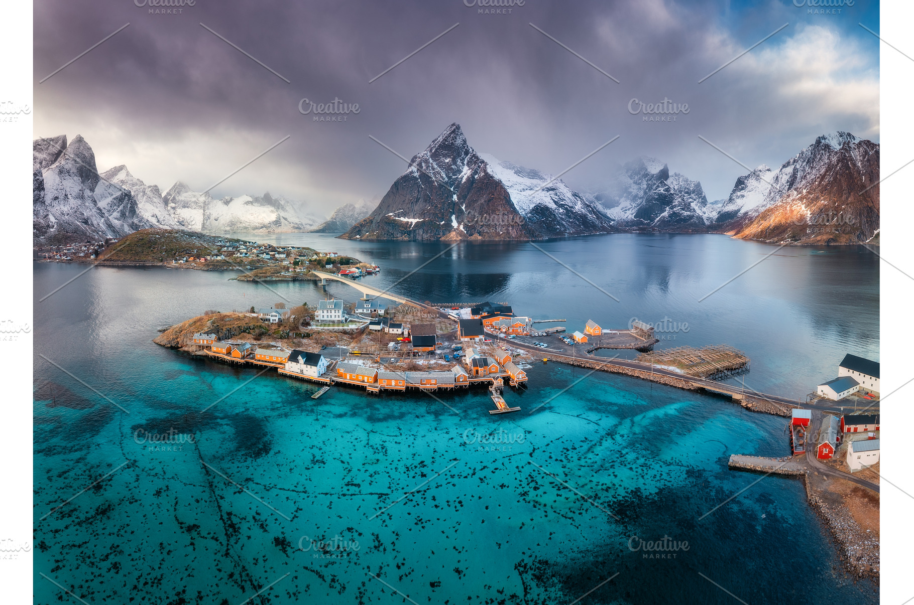 Aerial view of Hamnoy fishing, an Architecture Photo by den-belitsky