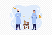 Muslim Family Iftar Ramadan, a Seasonal Illustration by Partikusi Design (Thumbnail 3 of 3)
